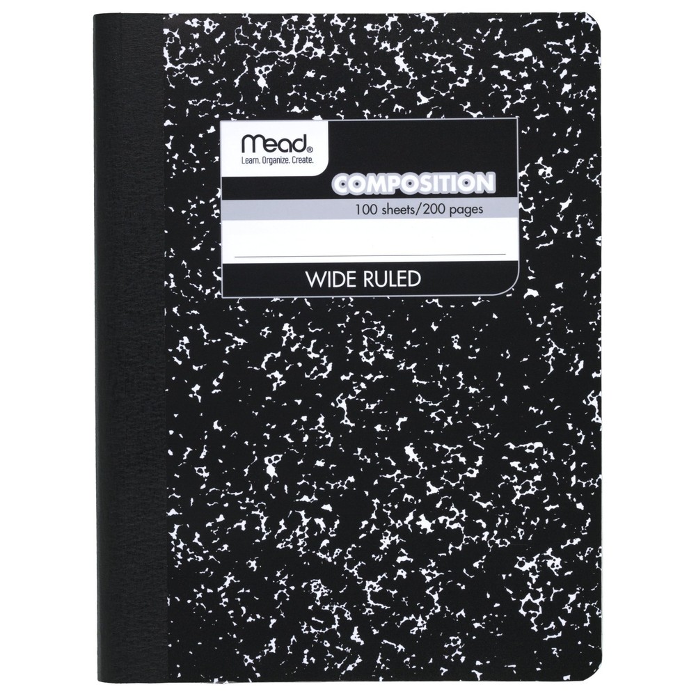 Mead Composition Notebook, Wide Ruled Paper, 7.5″ x 9.75″, Pack of 1, Black