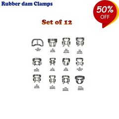DENTAL RUBBER DAM KIT AINSWORTH PUNCH FORCEPS 12 CLAMPS FRAME RESTORATIVE