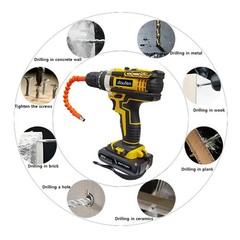 21V Cordless Impact Driver Electric Hammer Drill Combo Kit with 2 Battery B01
