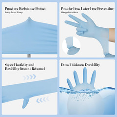 Kids Disposable Gloves for 3-8 Years, 5Mil Blue Nitrile Gloves with Latex-Free a