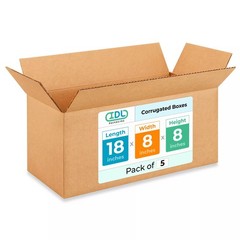 Medium Shipping & Moving Boxes 18 x 8 x 8 inches (5-Pack) – Extra Strength 20…