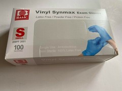 ( LOT OF 2 ) Basic Vinyl Synmax Exam Gloves ( 100 gloves each ) SMALL BMPF3001