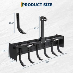 3 Point Hitch 55″Box Blade Scraper Power coated HD Steel W/6 Adj Shanks CAT 0&1