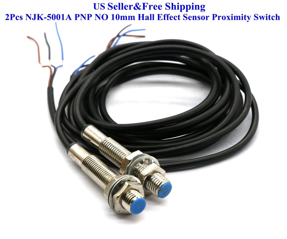 2Pcs NJK-5001A PNP NO 10mm Hall Effect Sensor Proximity Switch DC 6~36V US