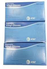 3 Pack- Disposable Vinyl Gloves 100 Count per pack – Large!! Free Shipping!!