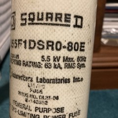 SQUARE D A055F1DSR0-200E CURRENT LIMITING POWER FUSE 5.5kV 63kA A055F1DSRO-80E