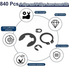 840Pcs C Clips Assortment M5M16 and E Clips Assortment Set 2.0mm12mm, Externa…