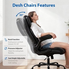 500LBS Big and Tall Office Chair Heavy Duty Executive PU Leather Wide Seat