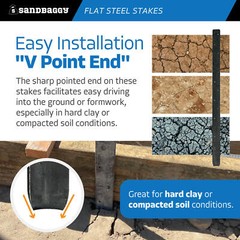 Sandbaggy 30″ Flat Steel Stakes For Concrete Forms With Nail Holes – Reusable
