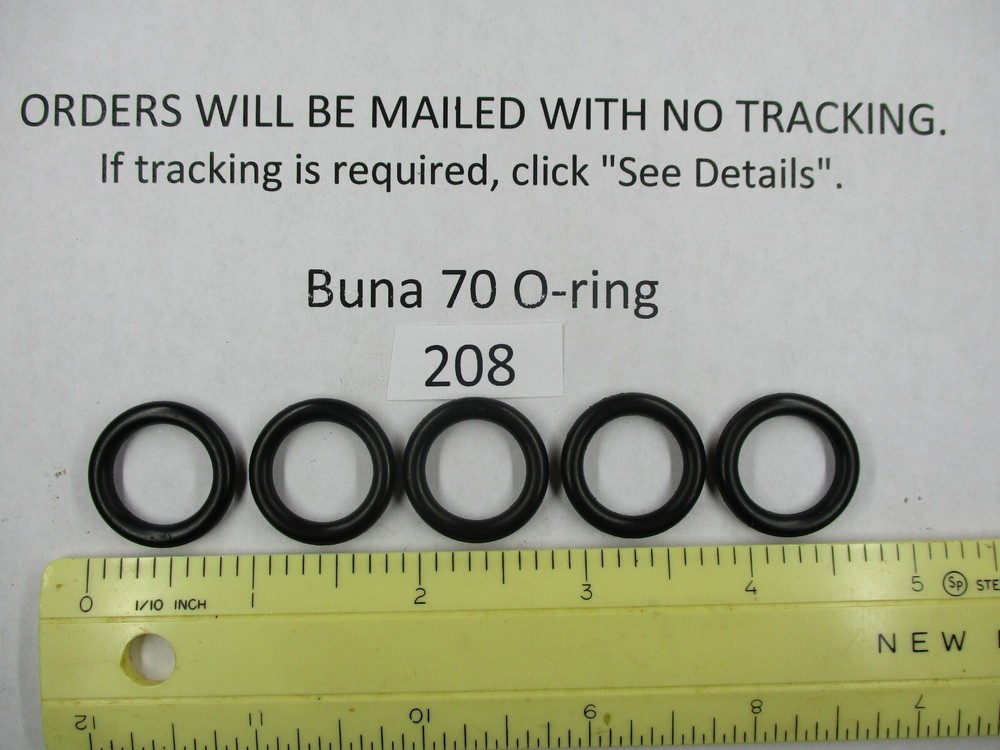 208 O-ring 5/8″ ID x 7/8″ OD x 1/8″ thick. Buna-70. Quan 5.