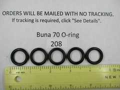 208 O-ring 5/8″ ID x 7/8″ OD x 1/8″ thick. Buna-70. Quan 5.