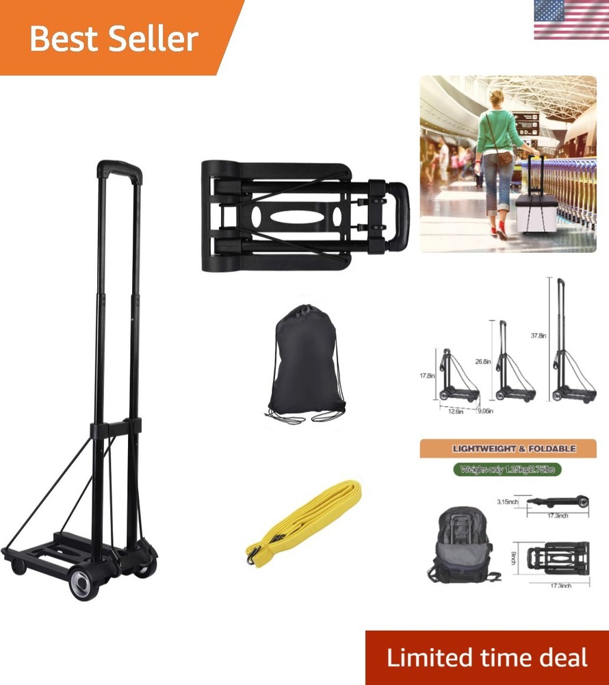 25kg/55lbs Folding Hand Truck – Lightweight Utility Cart with Oversized Wheels