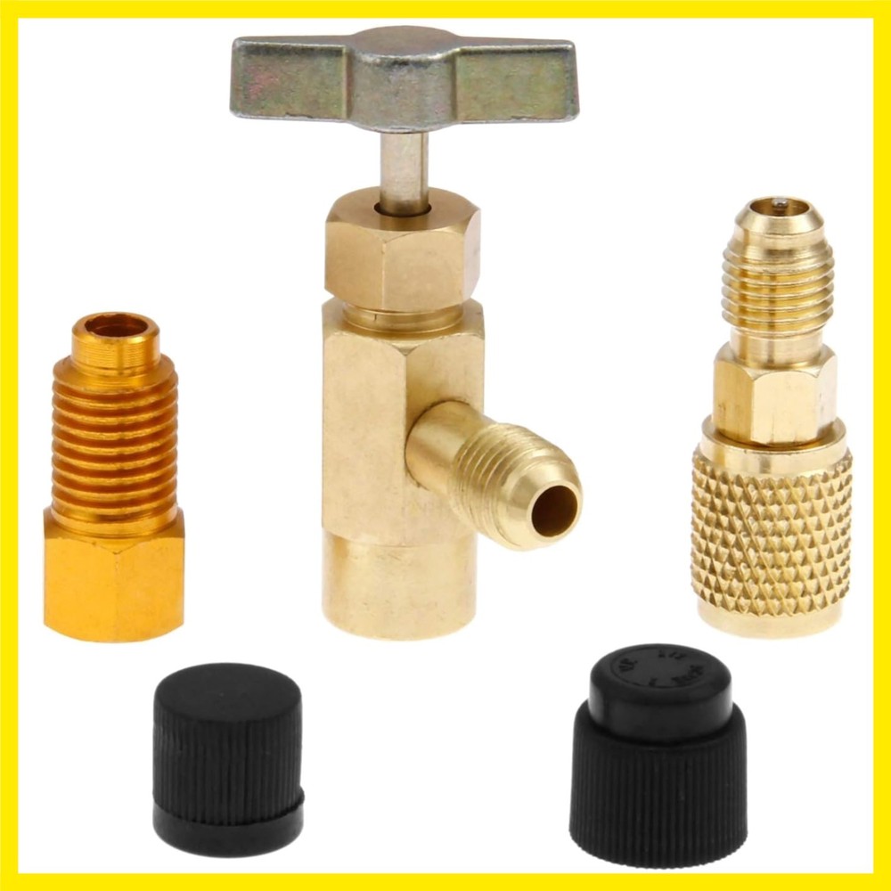 R1234yf Can Tap Adapter Fitting Kits, 1/4 SAE to 1/2 Acme LH Can Bottle Tap O…