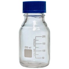 250ml Glass Media Bottle, Round, GL45 Screw Cap Karter Scientific 251L5 (Pack 6)