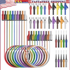 Banana Plug Silicone Test Leads Kit Fully Insulated Safety Shrouded Stackable