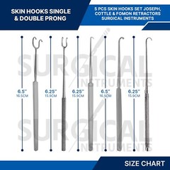 5 Pcs Skin Hooks Set Joseph, Cottle & Fomon Retractors Surgical Instruments