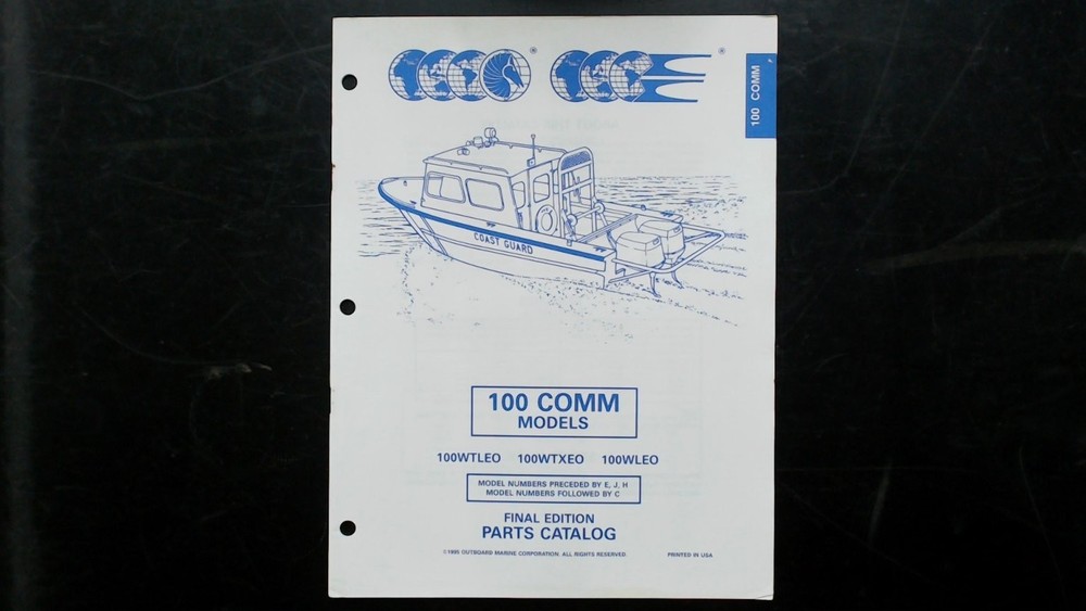 OMC 100 COMM Models Parts Catalog 100WTLEO 100WTXEO 100WLEO 1995