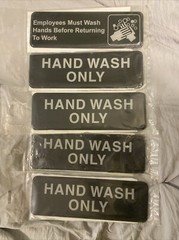 (5) Hand Wash Only Sign – Black and White, 9 x 3-inches Hand Wash Only Sink Sign