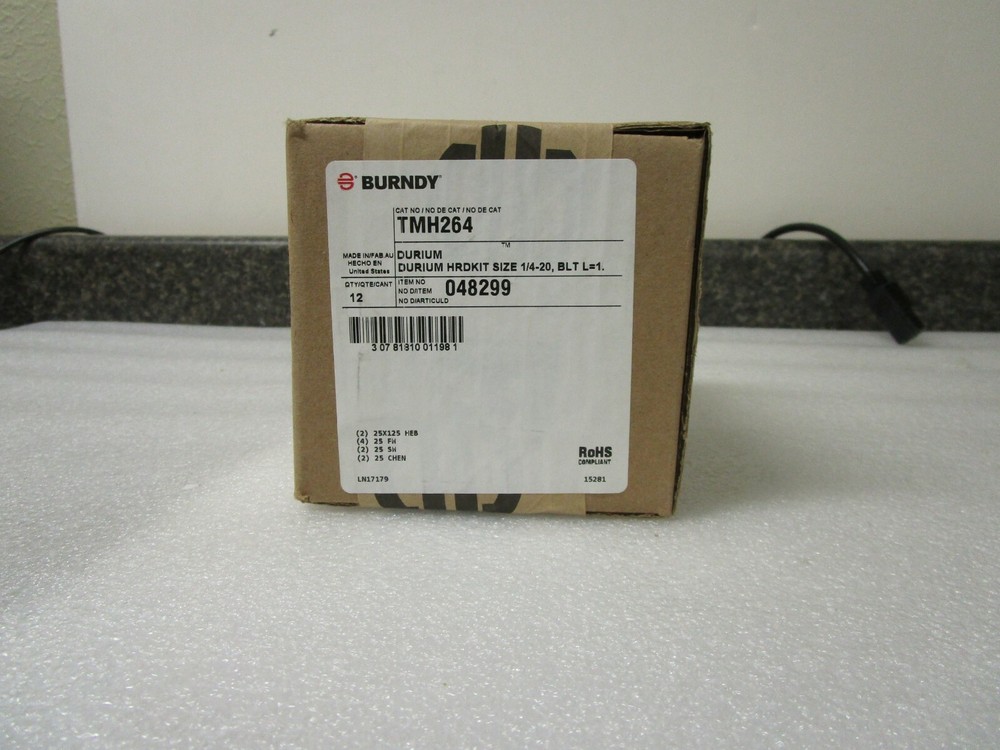 New! Qty (12) Burndy TMH264 Durium Tongue Hardware Kit 048299 1/4-20 BLT L= 1
