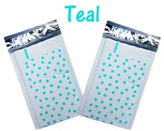 4×8″ Pink,Teal, Gold Polka Dot Poly Bubble Mailers, Padded Shipping Envelopes