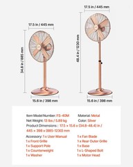 16″ Industrial Pedestal Fan 1450 CFM Oscillating 3-Speed Adjustable Height