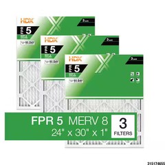 24 in. x 30 in. x 1 in. Standard Pleated Furnace Air Filter FPR 5, MERV 8 (3-Pac