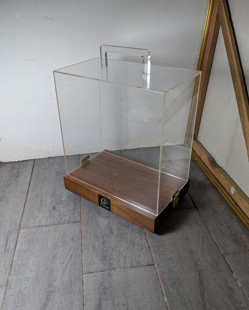 Vintage Acrylic & Wood Swivel Retail Display Case Countertop Showcase Box C37
