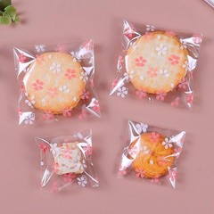 Cherry Blossom Printing Transparent Cellophane Cookie Packaging Bags 100 PCS