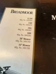 Simplicity Broadmoor Tractor 12.5H, 14H, 15G, 16H Parts Manual