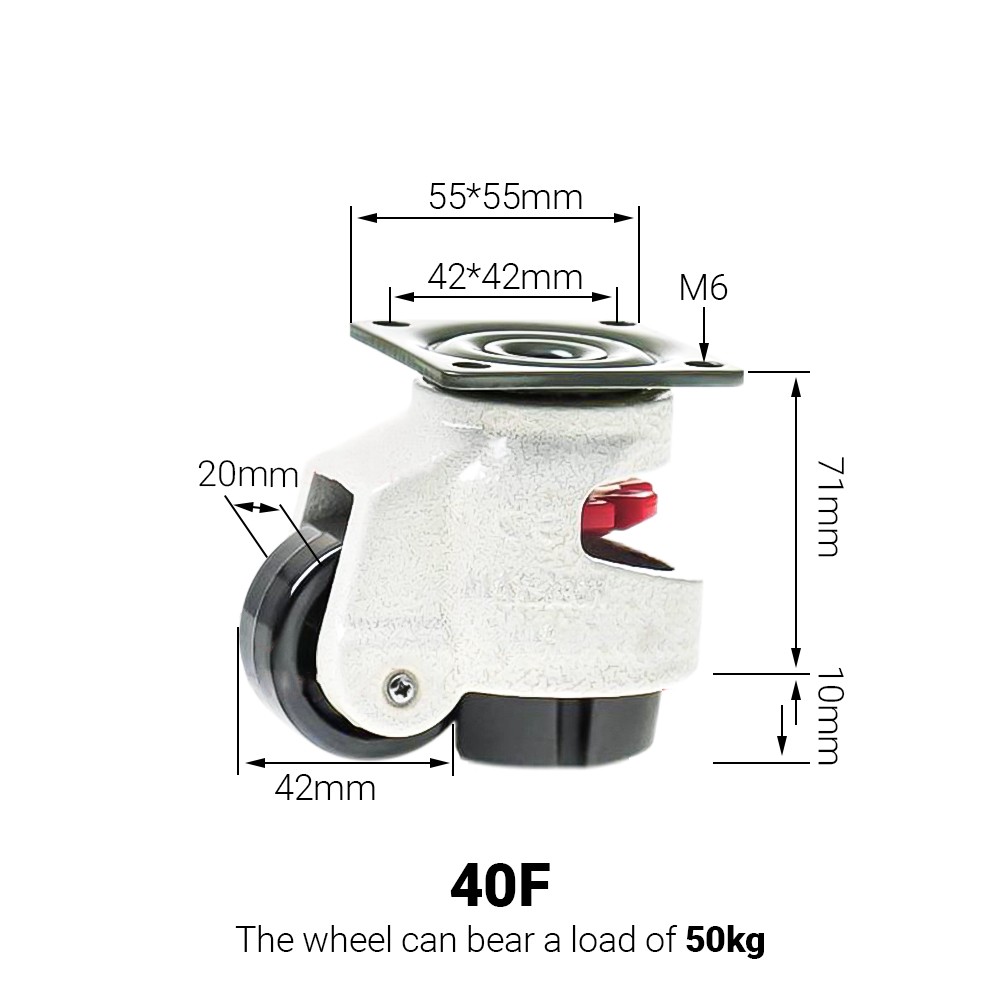 4PCS Leveling Machine Caster with Rubber Pad, Retractable Workbench Caster Wheel