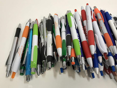 Closeouts for Less 175 Lot Misprint Ink Pens, Ball Point, Plastic, Retractable