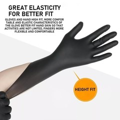 100X Black Nitrile Nitro Powder Free Disposable Gloves – Heavy Duty 6g Thickness