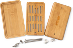 Bamboo Tofu Press, Built-In Drainage Grate & Removable Drip Tray, Adjustable Dua