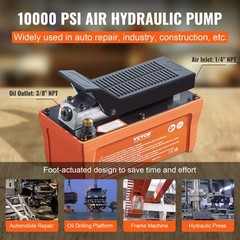 VEVOR Air Hydraulic Pump Foot Operated Pump 10,000PSI 98in³ 6.6FT Auto Body Shop