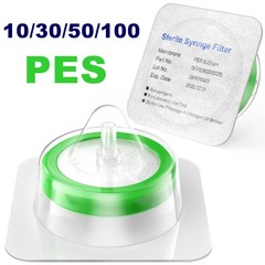 10/30/50/100Pcs Sterile Syringe Filter 33mm 0.22 Micron PES Membrane Hydrophilic