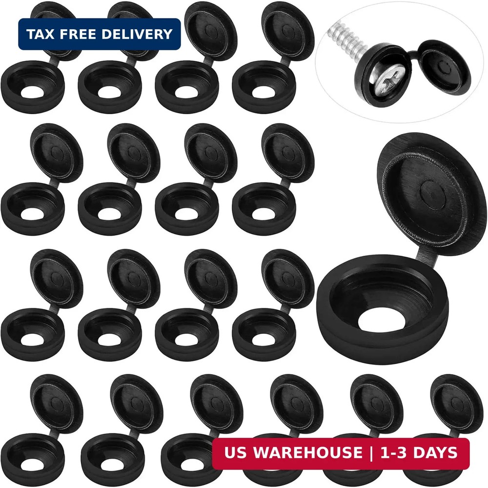 Hotop 100 Pieces Hinged Screw Cover Caps Plastic Shutter Fold Screw Snap Covers