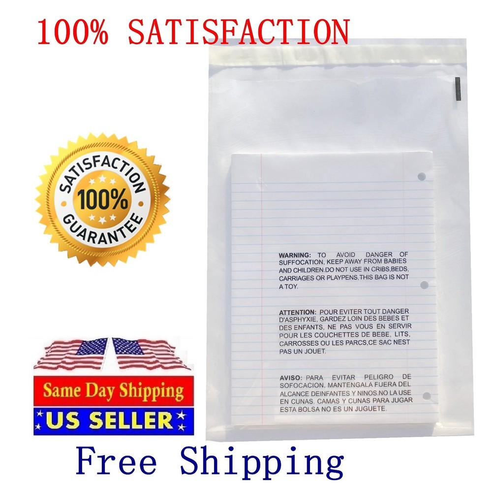 200 8×10 Self Seal Suffocation Warning Clear Poly Bags 1.5 mil Free Shipping