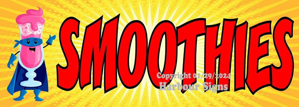 New Listing Smoothies DECAL Food Truck Concession Vinyl Sticker Superhero Menu