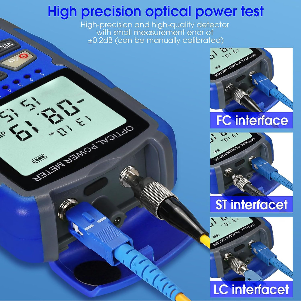Portable Optical Power Meter A-M70 Fiber Optic Tester 10-Wavelength with RJ45…