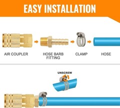 1/4” NPT Brass Hose Barb Fittings, 1/4” NPT Male Thread to 1/4 Inch Barbed …