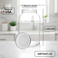 1 Gallon Wide Mouth Glass Jar with Lid for Canning PicklingFermentingFoodStorage