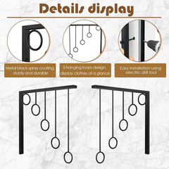 6 Pcs Wall Mounted Clothing Display Rack, 12 Inch Black Metal Retail Clothes Rac