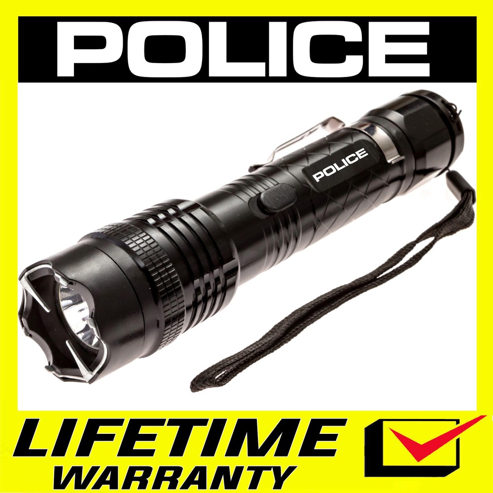 POLICE Stun Gun 1158 Max Volt Metal Self Defense Rechargeable LED Flashlight