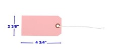 100 Pink Tags 4 3/4″ x 2 3/8″ Size 5 Inventory Shipping Hang Tag with String