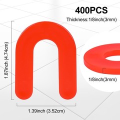 Horseshoe Shims Tile Spacers 1/8 Inch (3mm) 400Pcs U-Shaped 1/8″-400 Pcs, Red