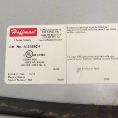 Hoffman A12108CH 12″ x 10″ x 8″ Electrical Enclosure Type 12,13