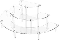 Dooiclear 3 Tier Acrylic Display Risers, Half Moon Cupcake Stand, Clear Perfume