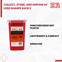 Ever Ready EVR202 Sharps Container Waste Disposal 1 Quarts / 32oz – RED