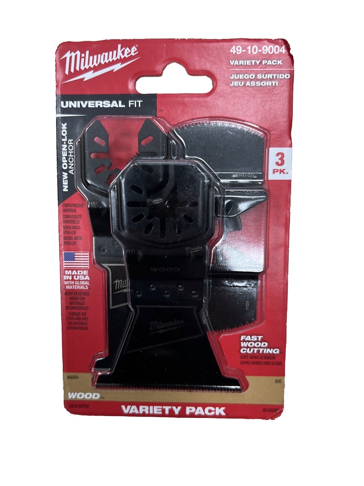 Milwaukee Tool 49-10-9004 Open-Lok Oscillating Multi-Tool Blade For Wood 3 Pk