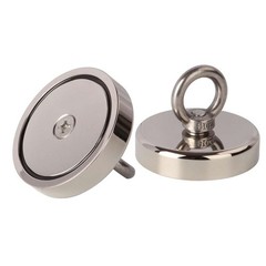 2 Pack Neodymium Fishing Magnets , 400LBS Pulling Force Strong Round Rare Earth